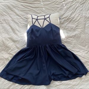 Navy Cross-strap Fit n Flare: Favorite dress ever!